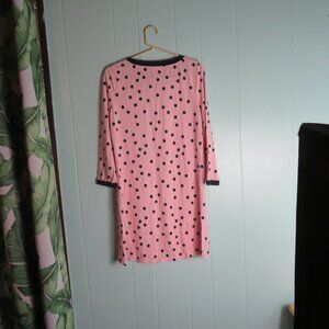 Kate Spade Night Shirt LS Crew Neck Polka Dot Gown Cotton Knit Pink Size Small